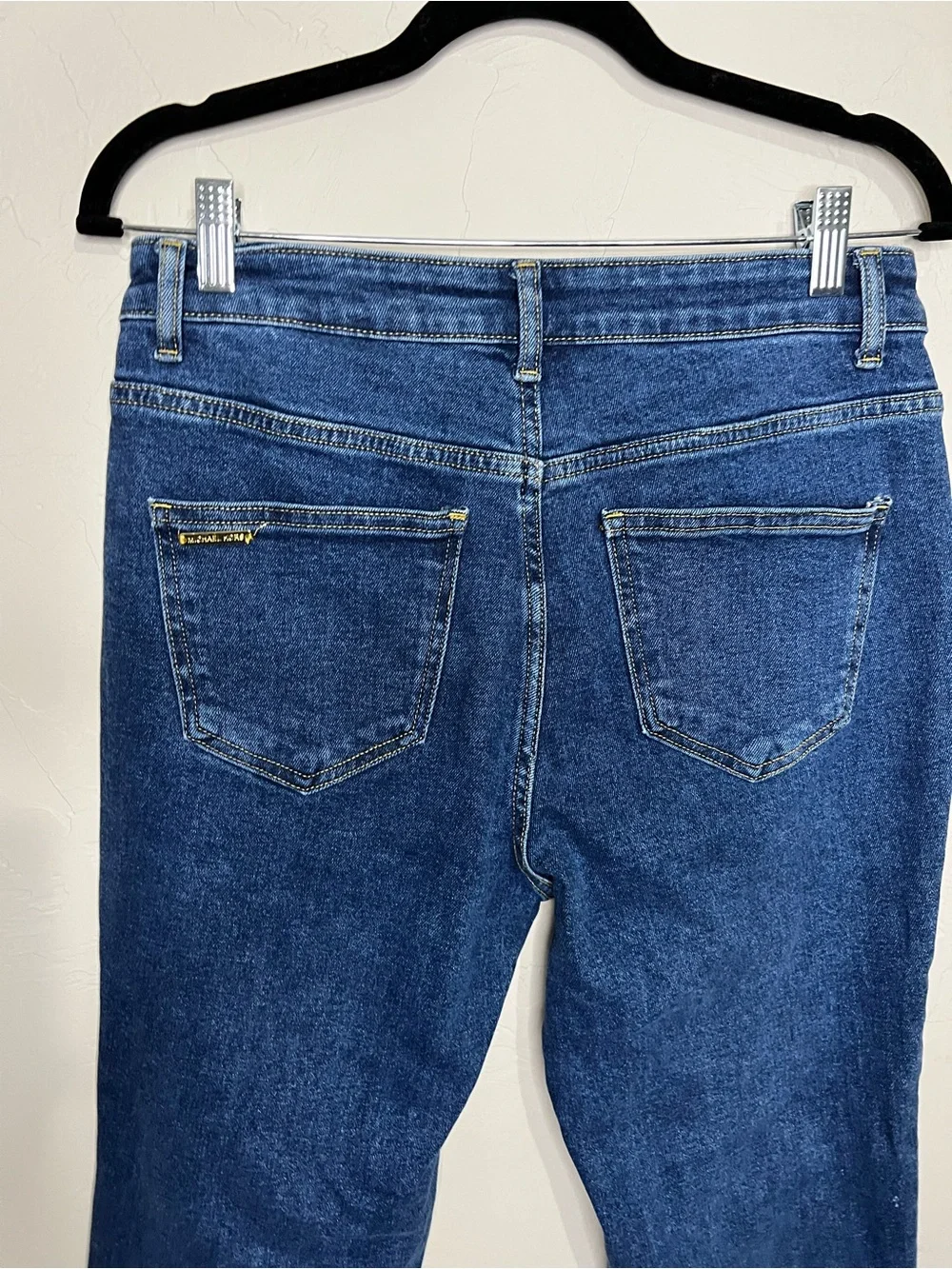 Michael Kors High Rise Front Patch Pocket Cropped Sailor Flare Jeans